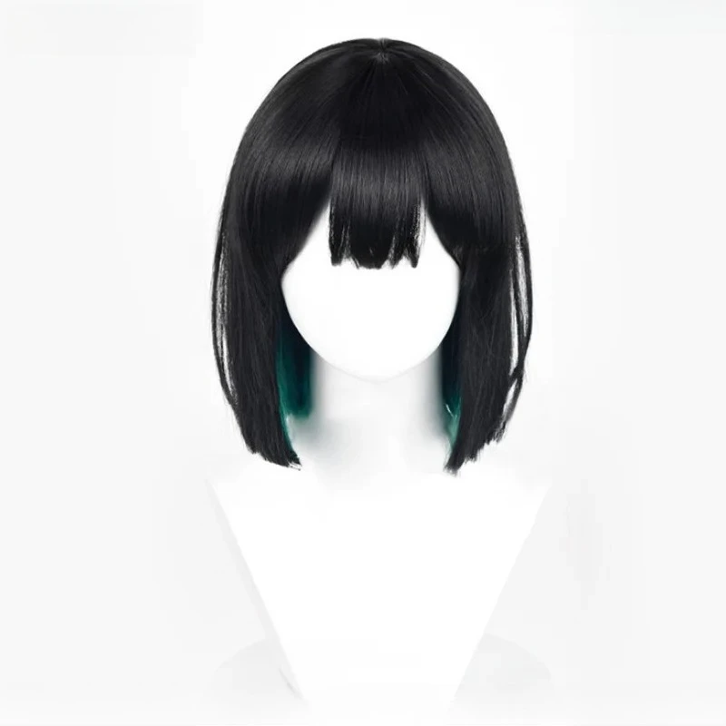 Parrucca cosplay Anime Alien Stage Sua 30 cm Parrucche miste nere verdi Accessori per capelli sintetici resistenti al calore Parrucche per donne di Halloween