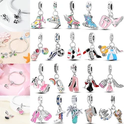 Hot Sell 925 Sterling Silver High Heels Ballet Skates Shoes Charm Pendant Fit Original Beads Bracelet DIY Jewelry Making Beads