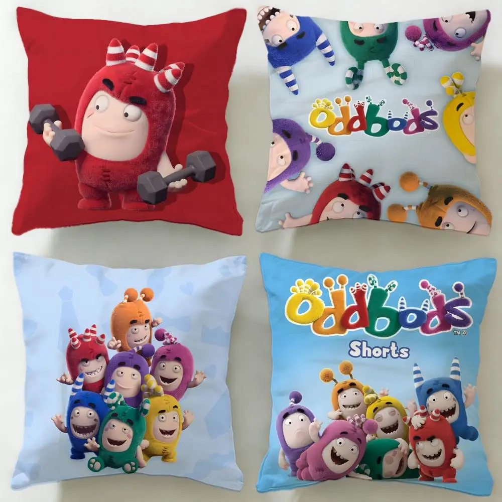 Funda de cojín Oddbods de dibujos animados populares, funda de almohada suave y fácil de lavar, versátil para sofá, cama, viajes y oficina