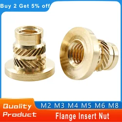 M2 M3 M4 M5 M6 M8 Brass Hot Melt Insert Flange Nut Metric Thread Heat Molding Inject Embedded T-type Nuts Copper Nutsert Knurle