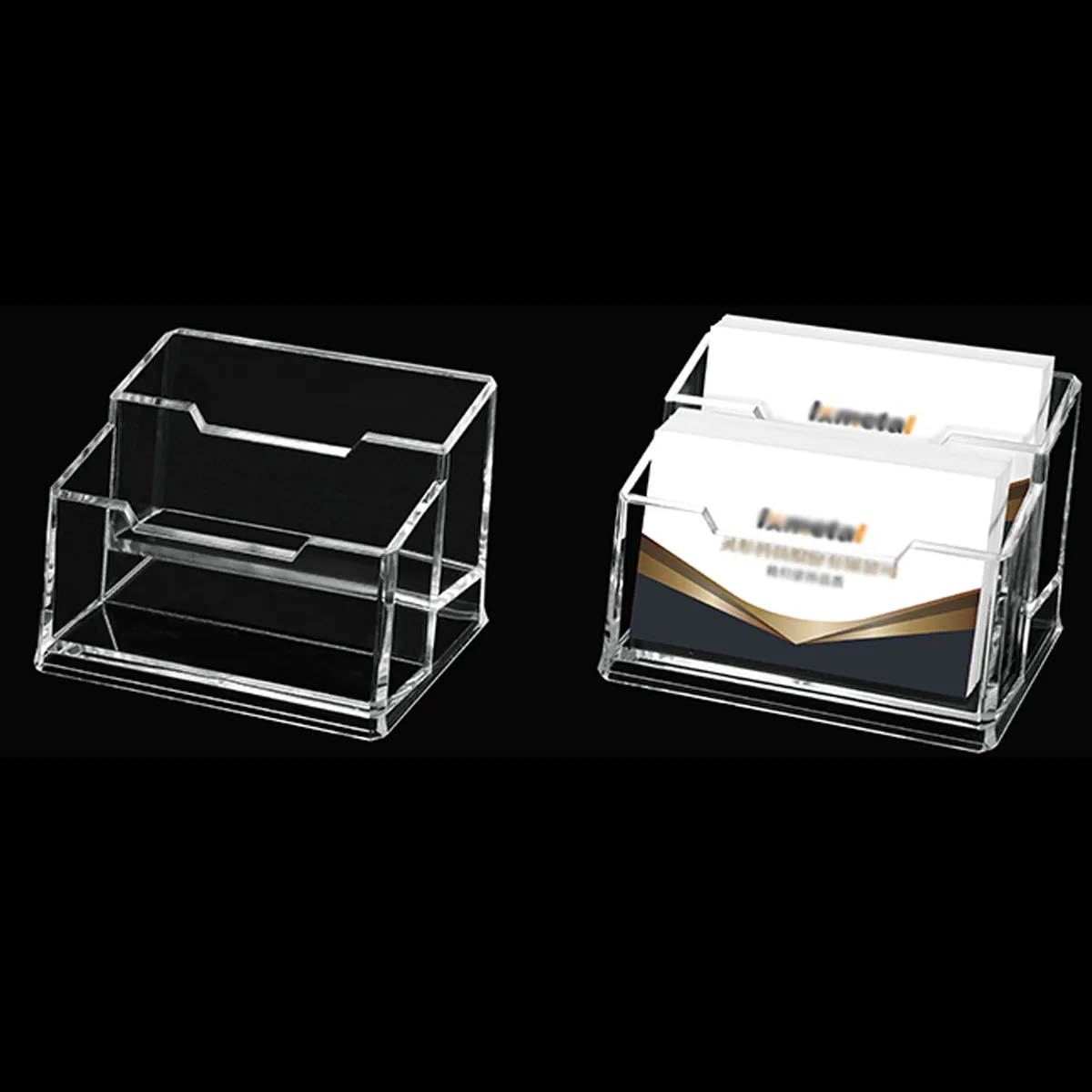 

Clear Acrylic 2-Tier Business Holder for Desk Name Card Organizer Stand Office Supplies Storage Box Angled Open Design