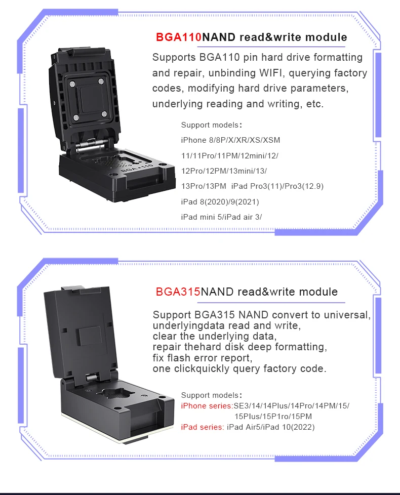 I2C P15 PRO BGA315 BGA110 BGA70 Hard Disk Programmer for 6S-15PM HDD Depth Format Exceed P13 SYSCFG Data Modification Write Tool