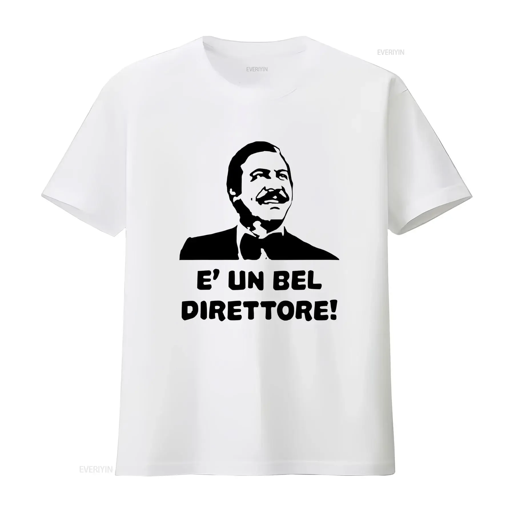Calboni T shirt da uomo con commedia italiana divertente Fantozzi film regista crediti girocollo casual stampata vintage