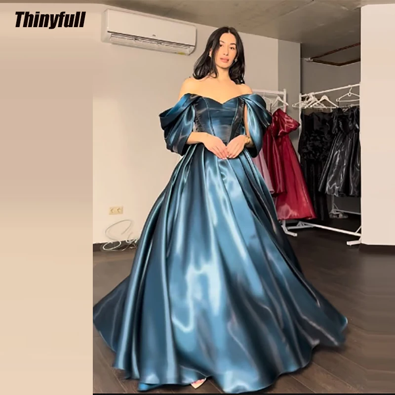 Thinyfull A-line Arab Prom Dresses Off Shoulder Evening Party Gown Dubai 2026 Long Birthday Dress Robes De Soirée Customized