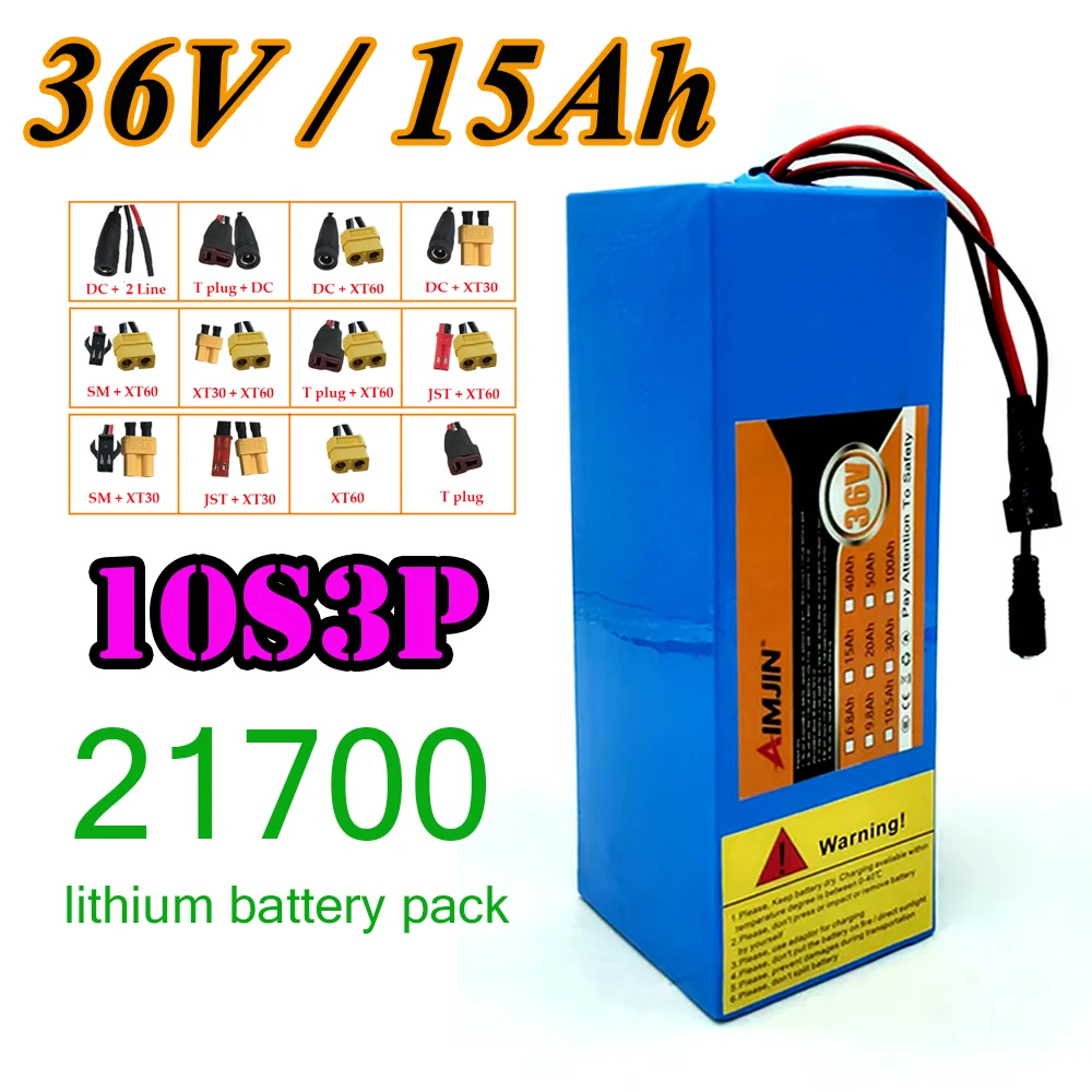 36V 15000mAh 21700 lithium battery pack with built-in BMS,for electric tools, weeding machines, electric wheelchairs, bicycles