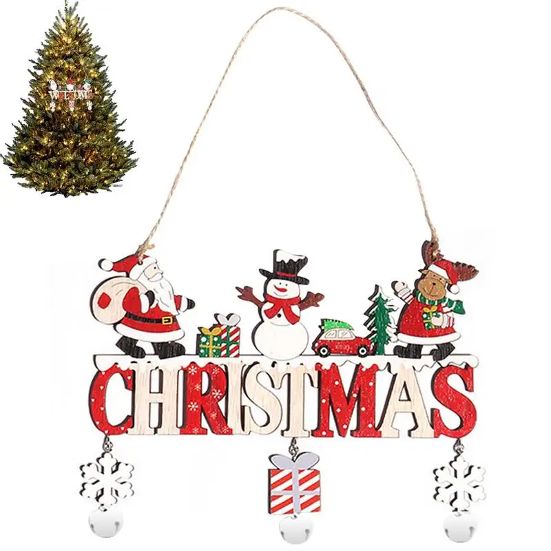 Merry Christmas Sign Wood Cutout Hanging Christmas Welcome Decorative Letter Christmas Letter Wood Plaques Ornaments Hanging