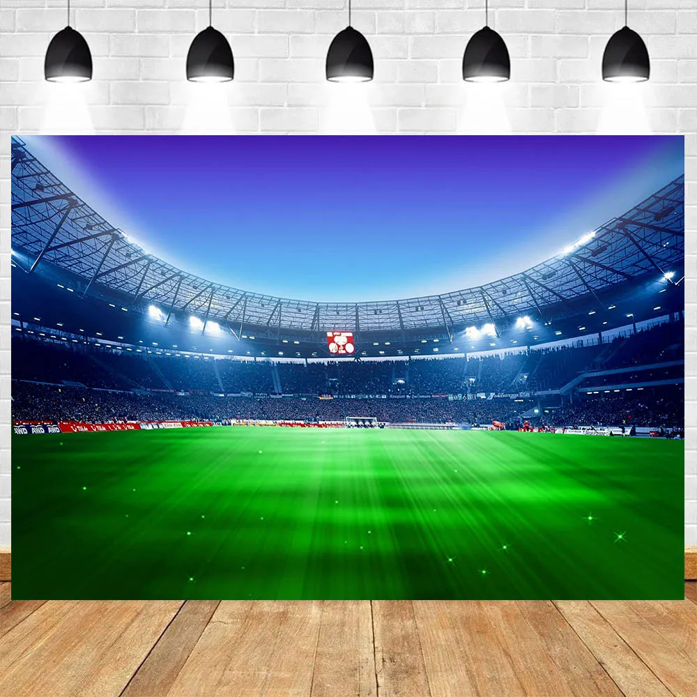 Boys Football Field Theme Art Blue-Green Birthday Party Baby Shower Photography Vinyl Background Children Room Decor Supplies