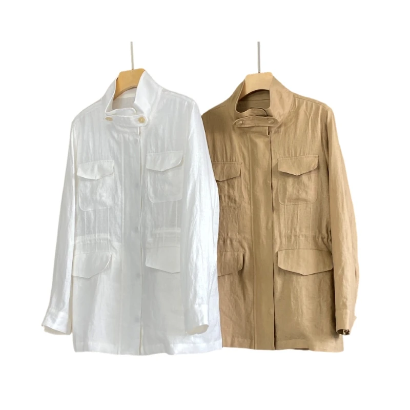 

Beautiful All-Matching Simple Comfortable Refined High Street Women's Linen Shirt Tunic Style Casual Loose Blouse AF1241