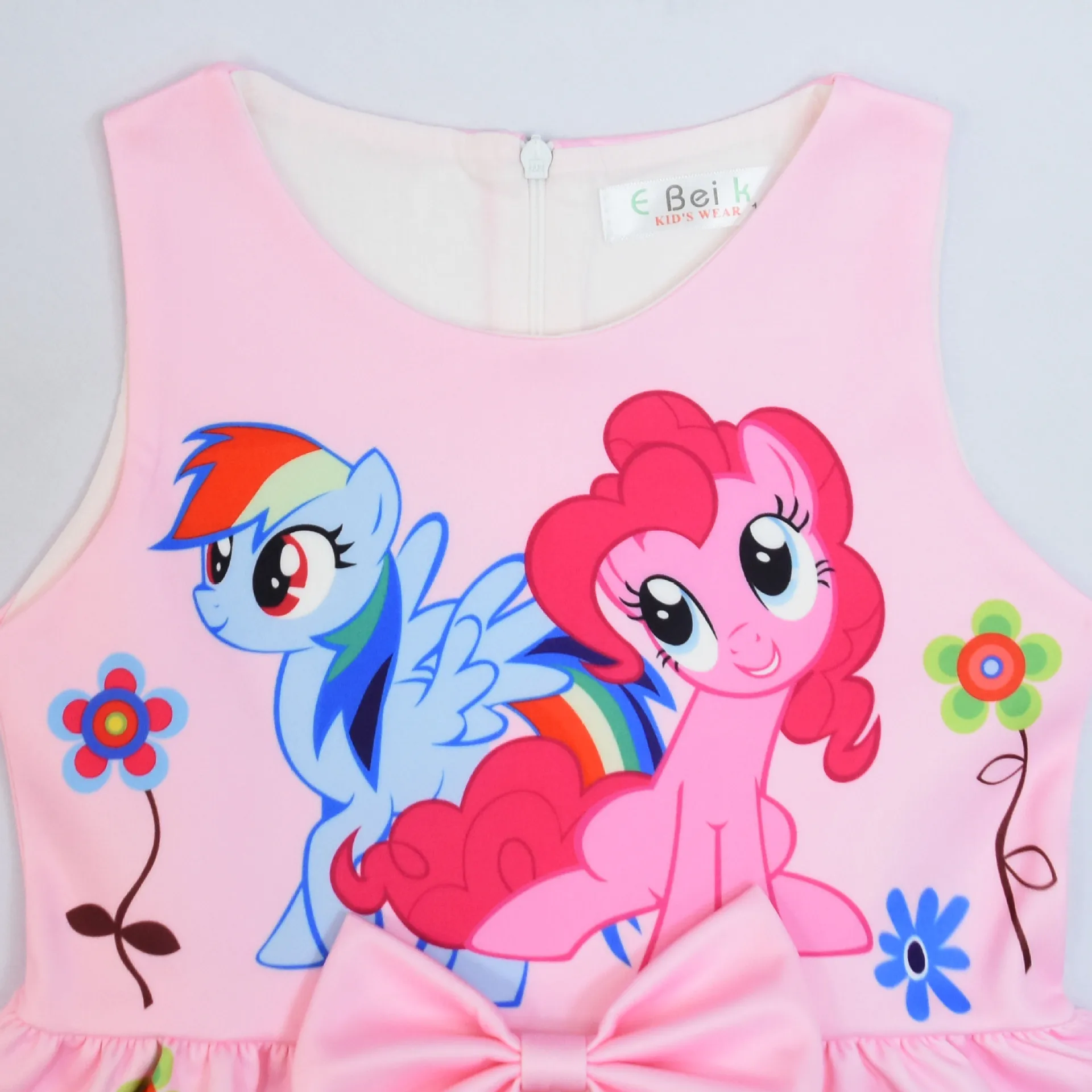 My Little Pony Cartoon Printing Dress Child Bow Tie Vest Girl Rainbow Dash Fashion Clothes Pinkie Pie Skirt Birthday Gift