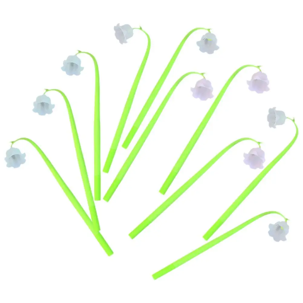 

10 Pcs Black Gel Pens 0 5mm Bell Flower Shaped Cute Stationery for Girls Students Writing Accessories Portable