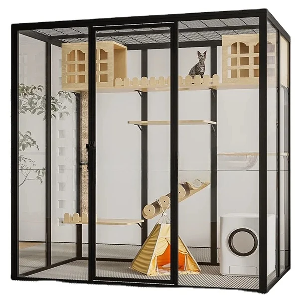 

2023 New Hot Sale Luxury Cat Villa Nest Bed Pet Cat Showcase Cage Indoor Cattery Cat House