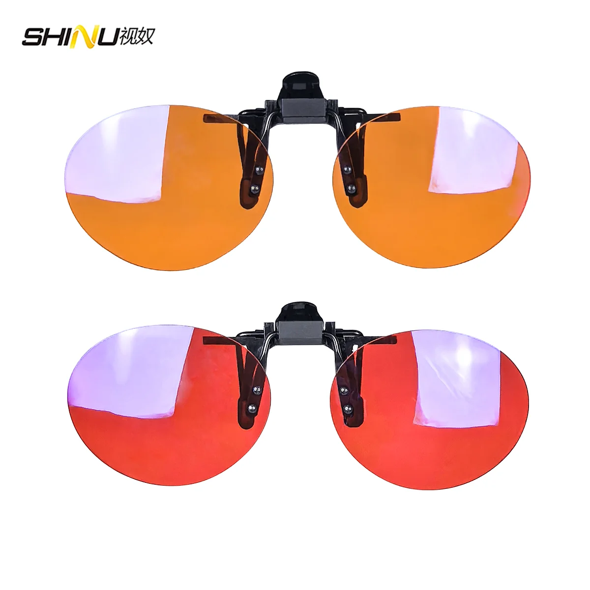 SHINU Rote Linsen-Clip-On-Brille zum Schlafen besser, runde orangefarbene Linse für Spiele oder Arbeiten, gelbe Linsen, Nachtsicht zum Fahren – Detail 21