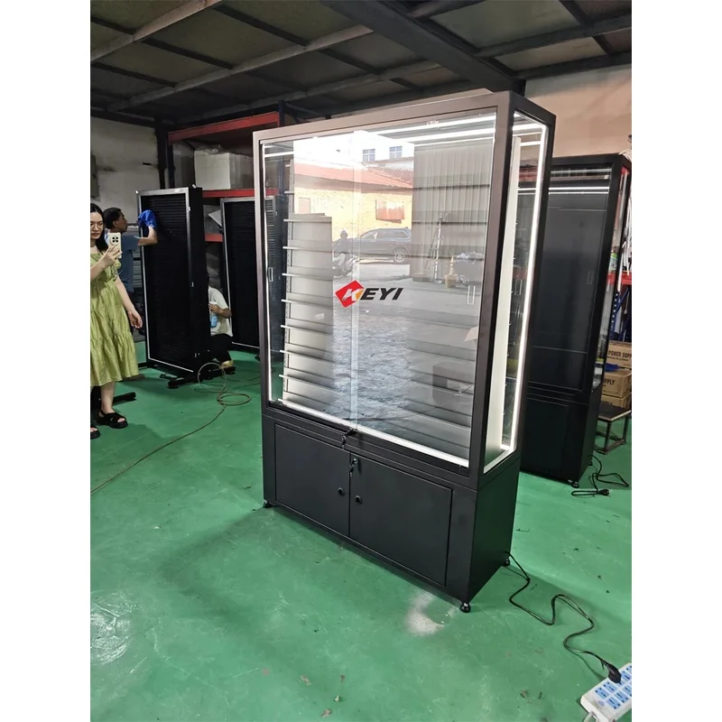 custom.Hot Sale  Double-Sided Trading Card Display Rack Adjustable Shelves LED Lighting Modern Design Customized With Cabinet