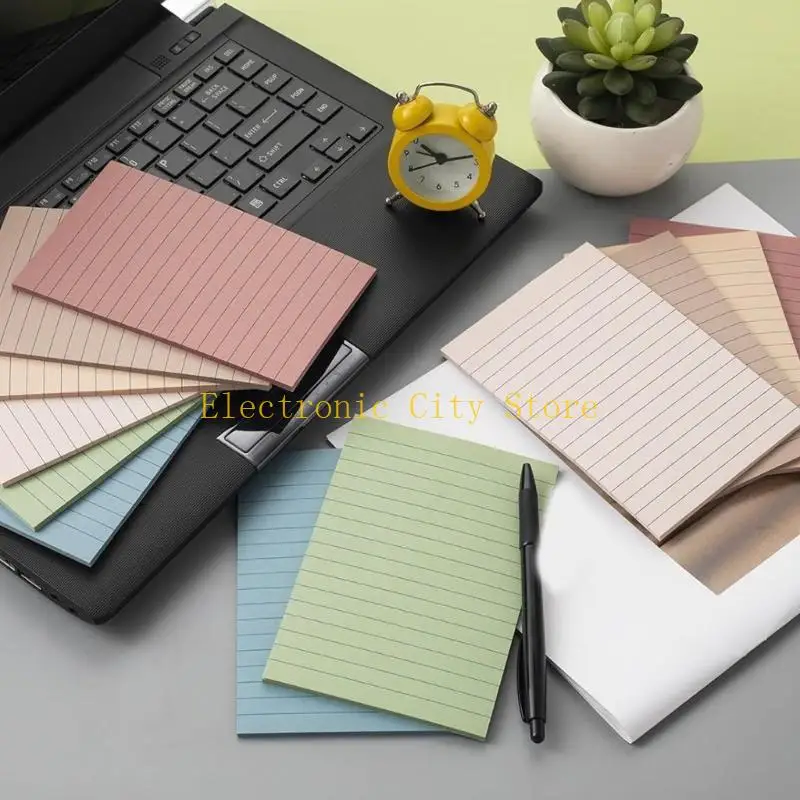 8 Pcs Retro Lined Sticking Note Adhesive Memos Pads Simple Note Pad for Students HU8D