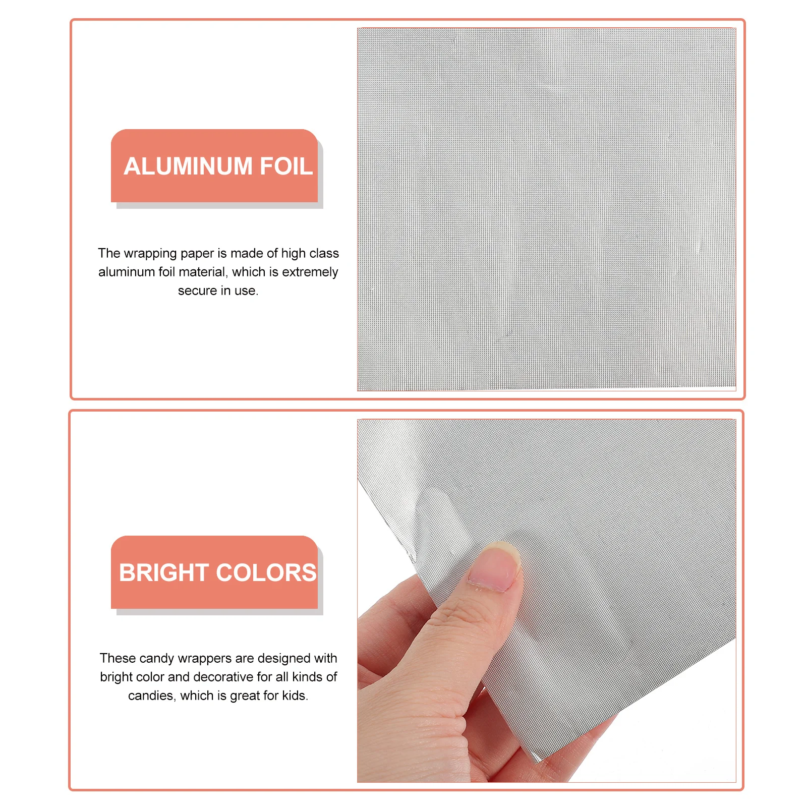 

200pcs Aluminum Foil Candy Wrappers Colored Chocolate Packing Paper Safe Portable Lightweight For Baking Decorations Candy