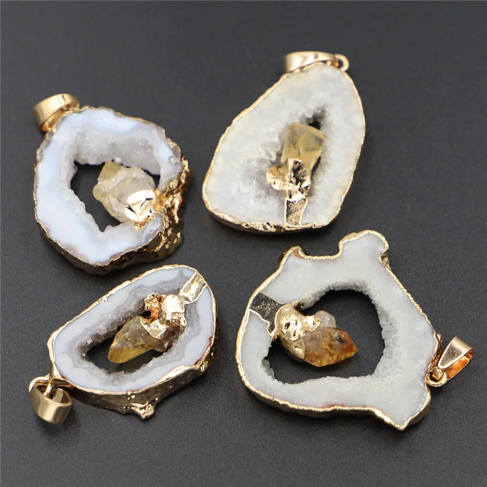 

Natural Creative Agate Crystal Pendant Irregular Quartz Necklace Fashion DIY Jewelry Accessories Wholesale 3Pc/Lot Free Shipping