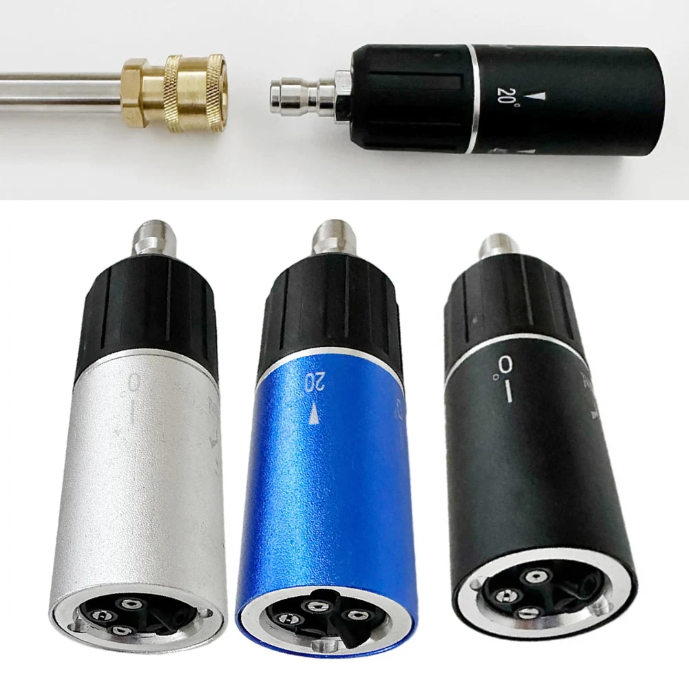 Adjustable 5-in-1 Pressure Washer Nozzle For Cars, Driveways, Patios — 0°/20°/40° Spray, Stainless Steel & ABS, 110x33x33mm