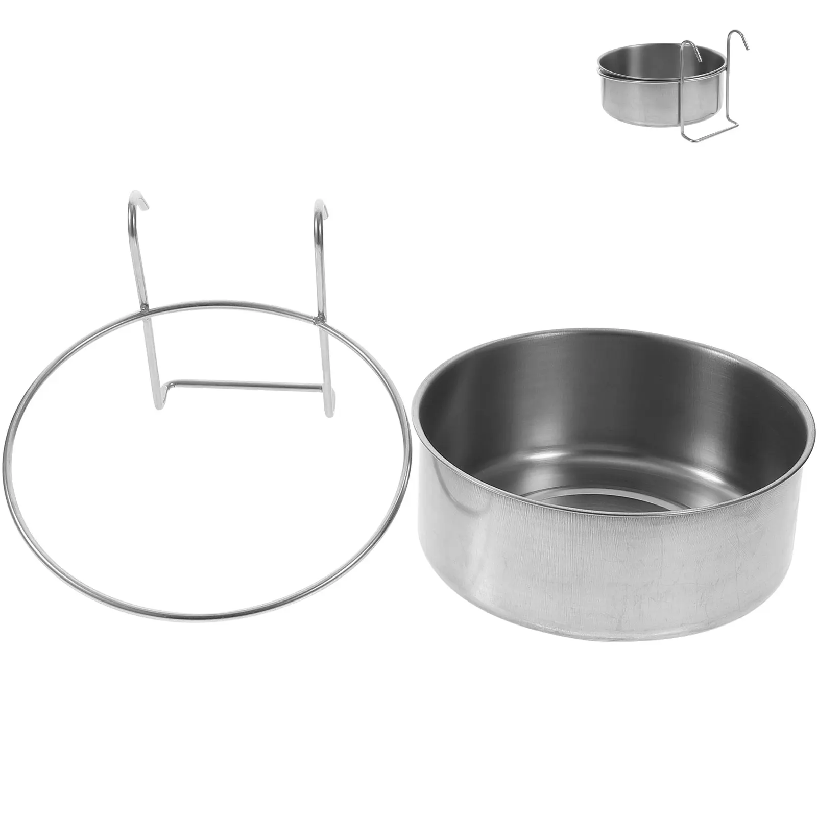 

Stainless Steel Hanging Pet Bowl Durable Dog Cat Food Water Bowl Anti-Spill Easy Clean Removable Portable For Cage Use Gift Idea