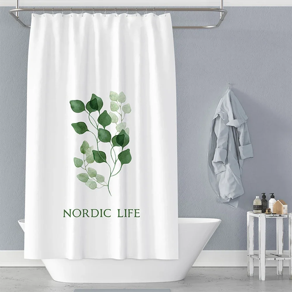 Tropical Green Plant Shower Curtain Leaves Printed Washable Bath Curtain Waterproof Polyester Fabric Bathroom Accessories Modern