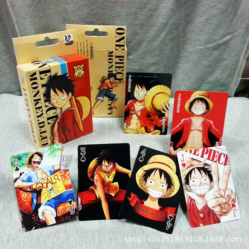 54pcs Anime Playing Cards Dragon Ball One Piece Poker Game Chopper Zoro Luffy Itachi Anime figure Cards Kids Toys Gift