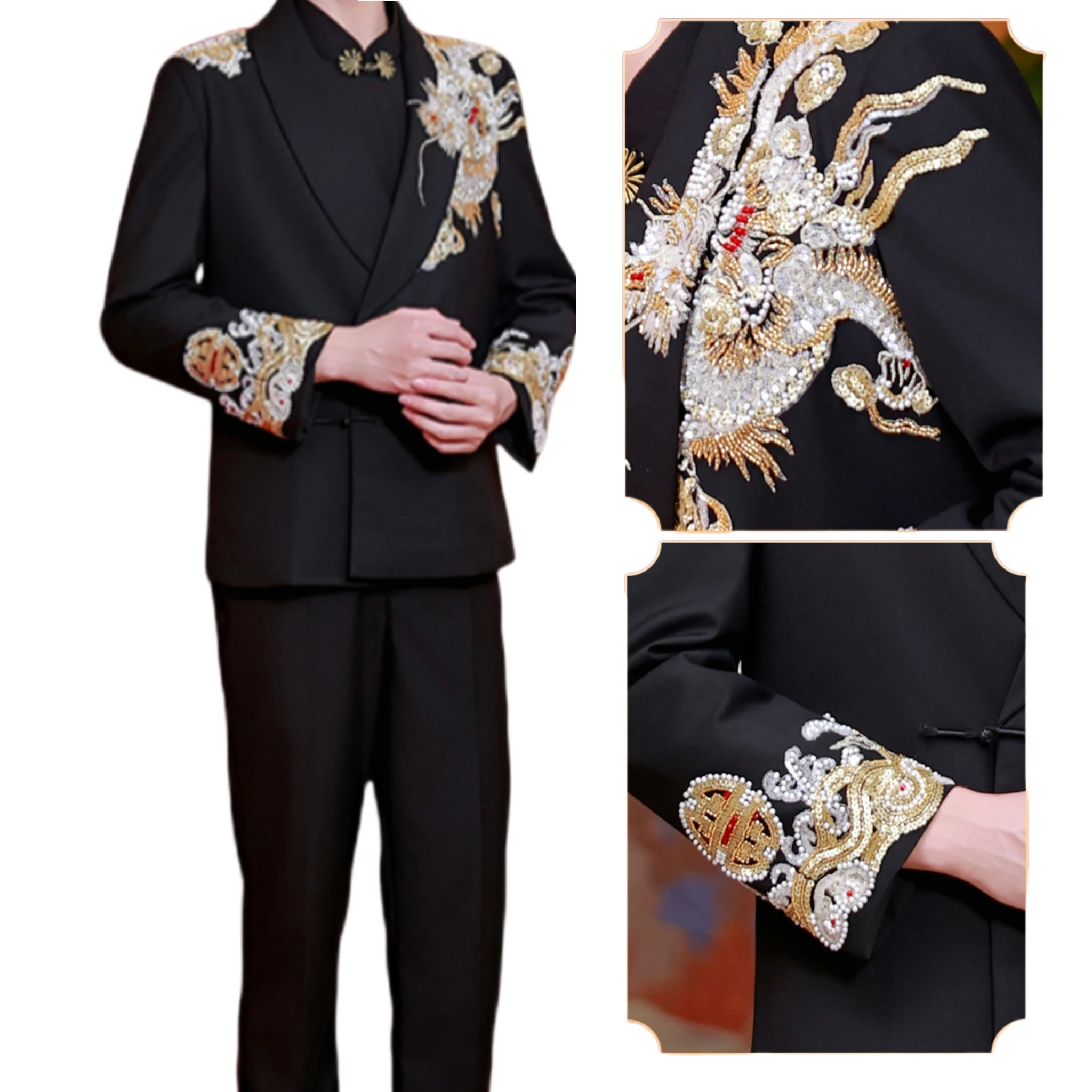 A two-piece Chinese suit，A variety of patterns are available，men's suit for wedding ，Evening Party，Banquet