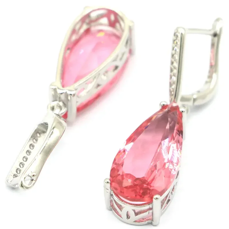 925 SOLID STERLING SILVER Earrings 8g Unheated London Blue Topaz Tsavorite Garnet Pink Morganite White CZ High Trendy Polished