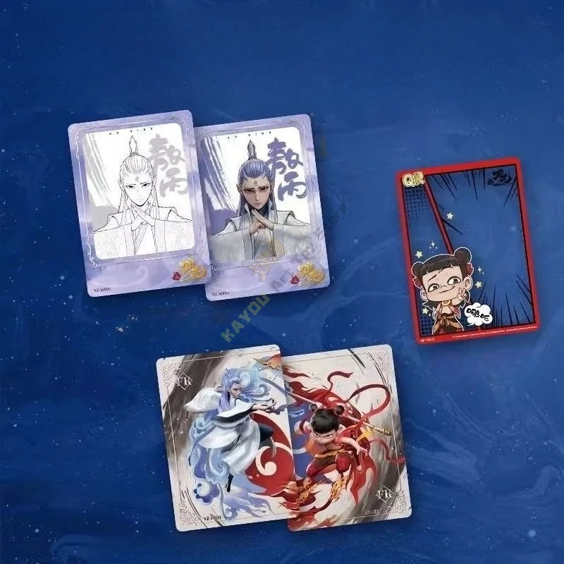 本物の Nezha カード悪魔征服龍王金色の光の影特別カードアニメ映画コレクションカードおもちゃオリジナルボックス