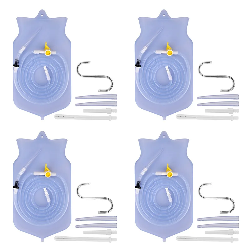 ABUU-4X 2000Ml Constipation Flusher Feminine Hygiene Enema Bag Sets For Colon Cleansing Silicone Hose Health Anals Vaginas