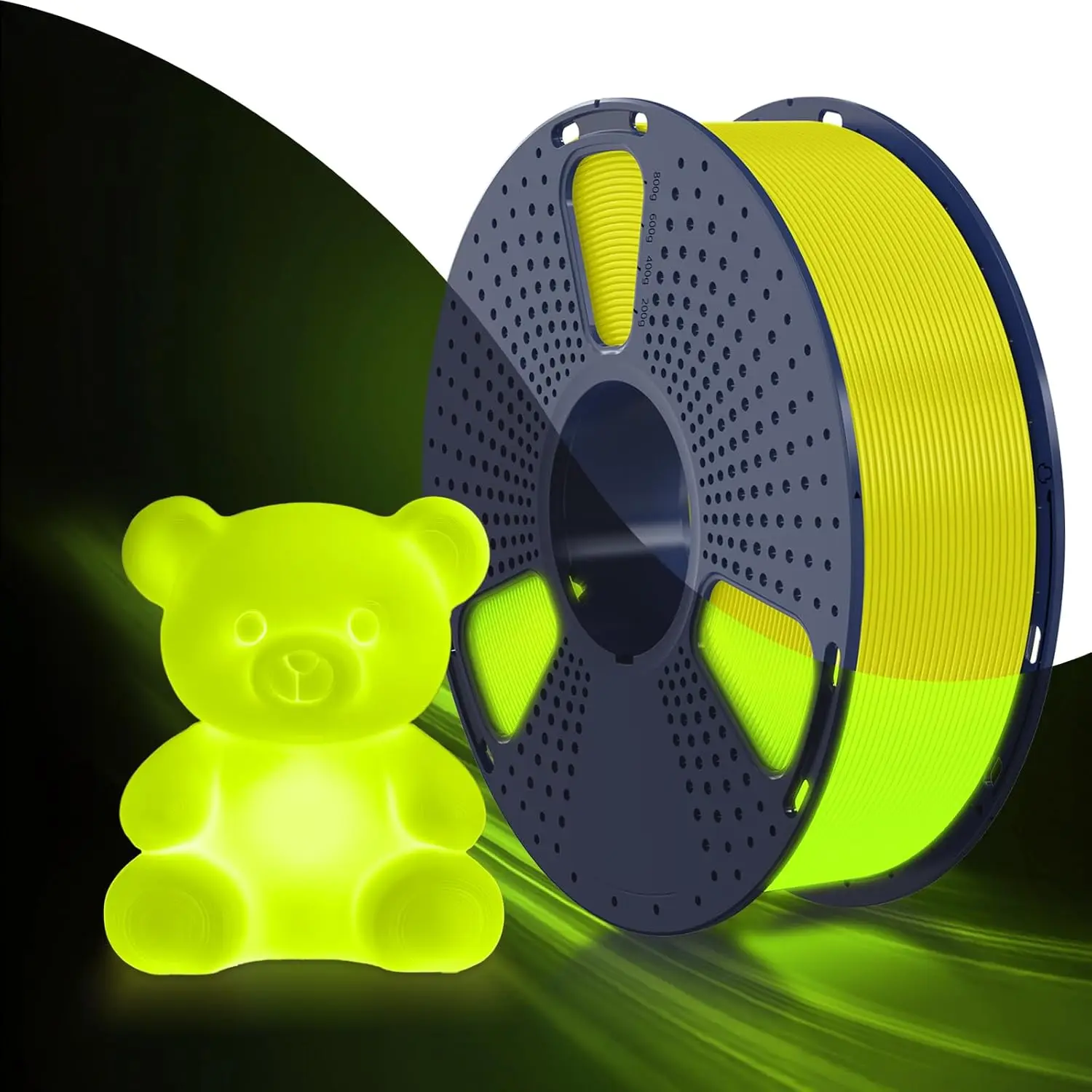 SUNLU im Dunkeln leuchtendes PETG-Filament, ordentlich gewickeltes, leuchtendes PETG-Filament, 1,75 mm +/- 0,02 mm, 1 kg Filament, passend für die meisten FDM-3D-Drucker