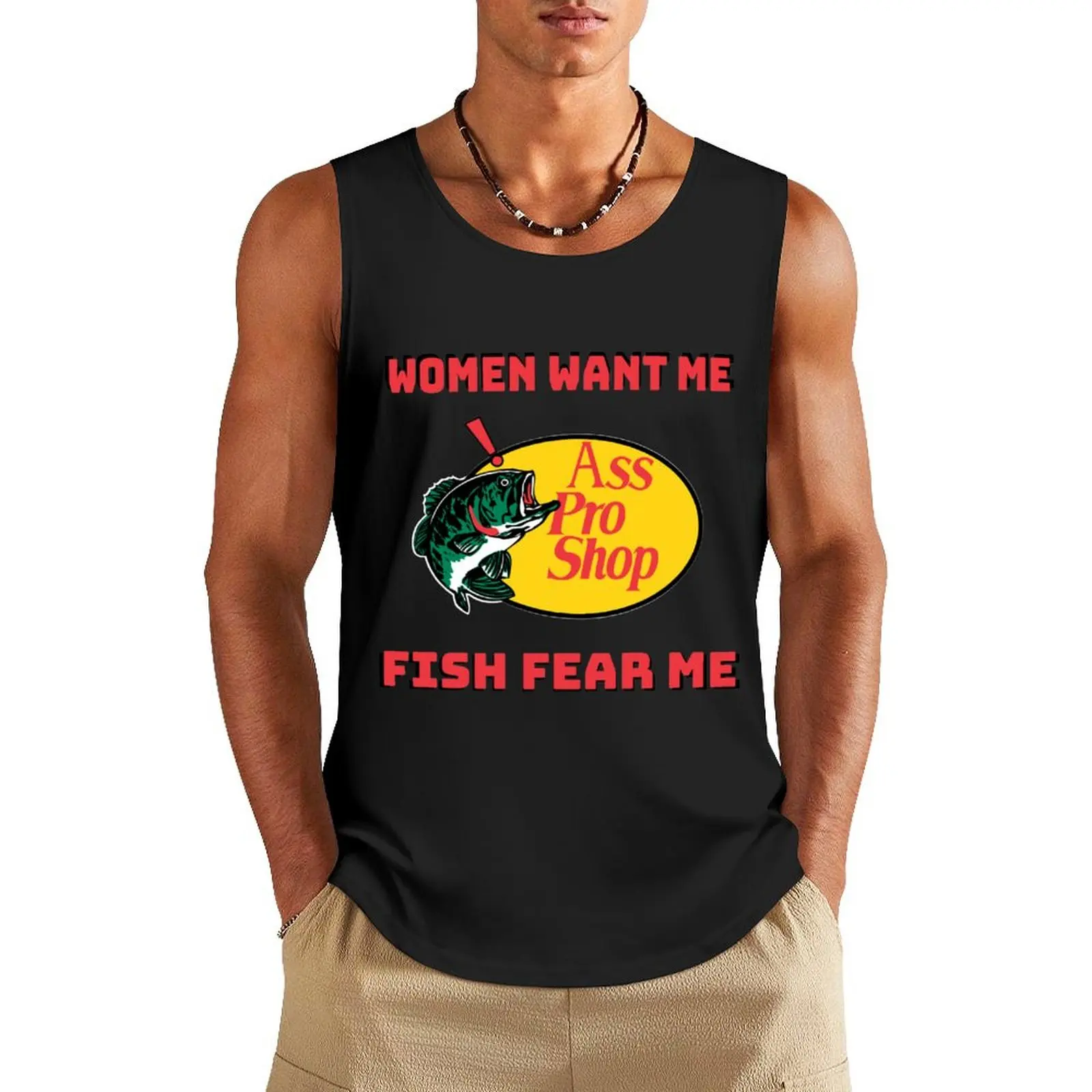 Women Want Me Fish Fear Me Tank Top summer clothes men 2024 clothes for men summer Male vest Japanese t-shirt