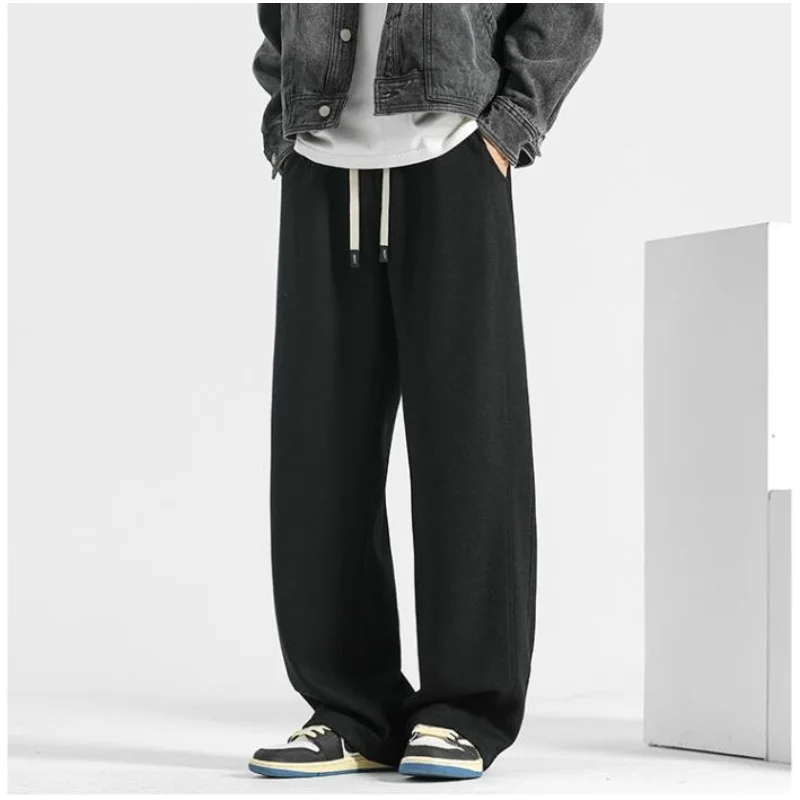 الخريف سراويل تقليدية الرجال ثنى مستقيم Sweatpants قيعان فضفاضة واسعة الساق بنطلون الأولاد ملابس عصرية XXXXL رمادي تقسم #4