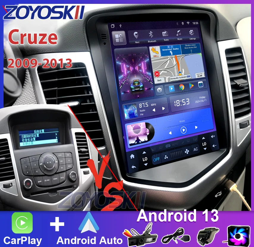 Android for Chevrolet Cruze Cross 2008-2013 Tesla Screen Car Radio Player GPS Navigation Multimedia  J300 Holden Daewoo Carplay