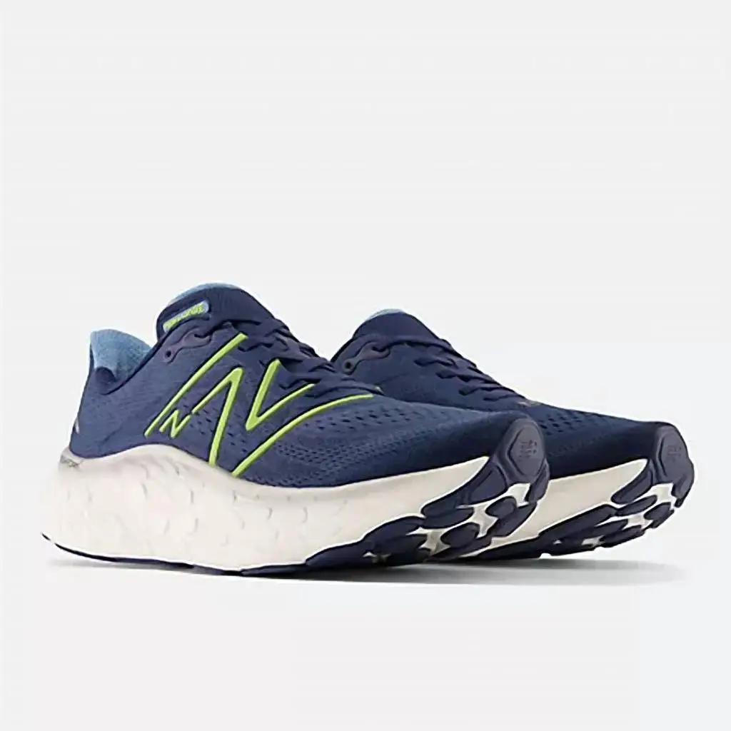 New Balance | Men's  Fresh Foam X More V4 Running Shoes ( D Width ) In Nb Navy / Cosmic Pineapple / Heritage Blue