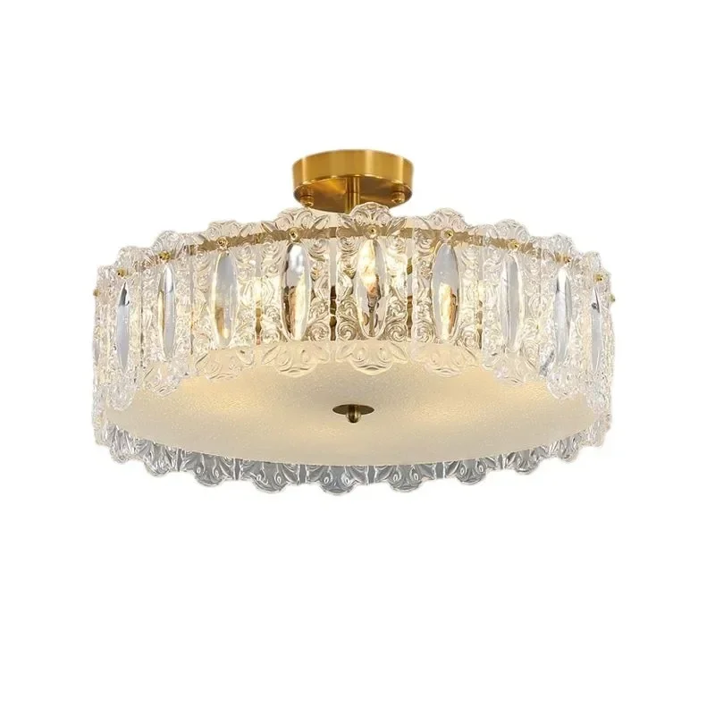 Simple modern bedroom light Internet celebrity light luxury art glass new crystal retro study French light ceiling