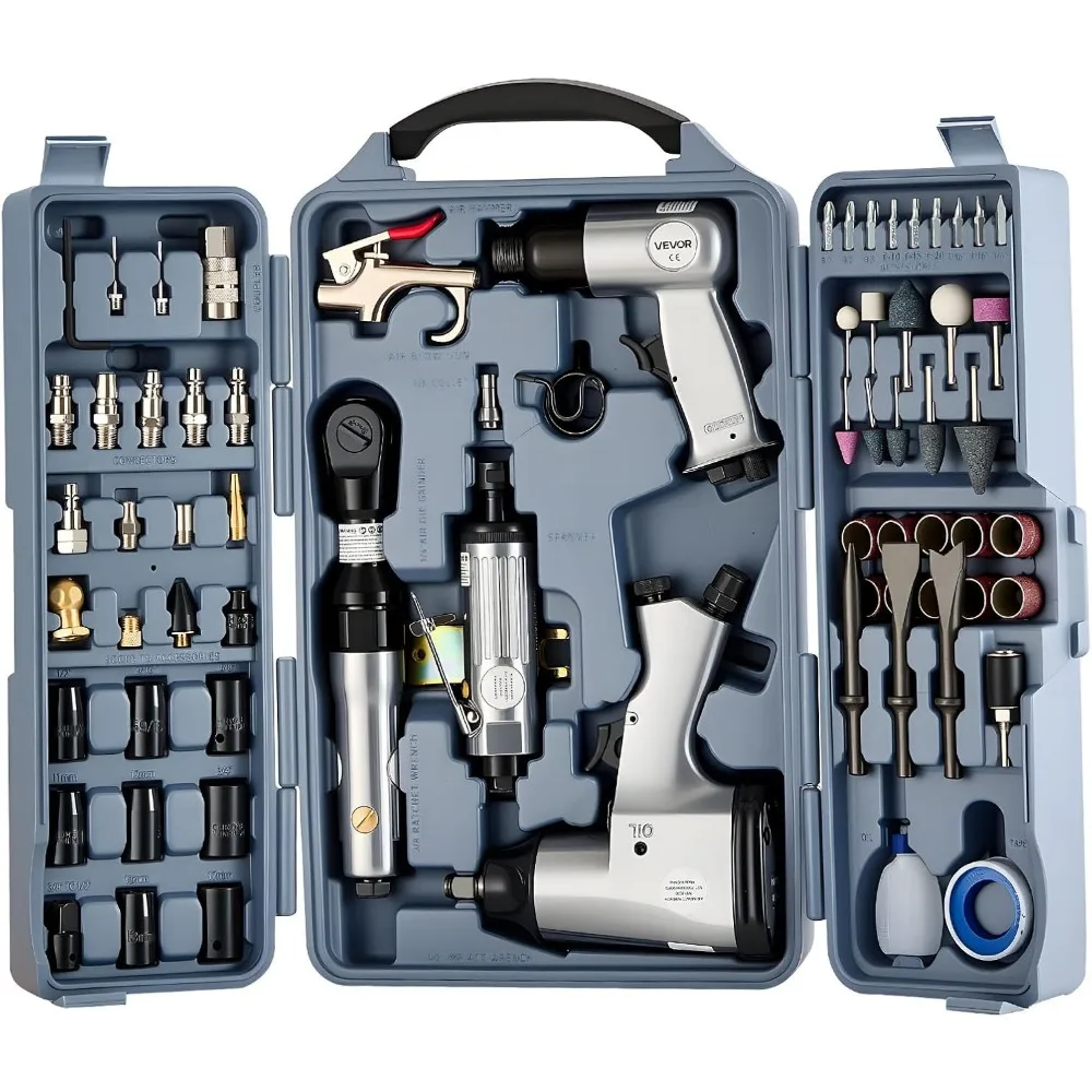 

Professional 71-Piece Air Tool and Accessory Set - Half-Inch Impact Wrench, Three-Eighths Ratchet, Half-Inch Die Grinder, 4500 B