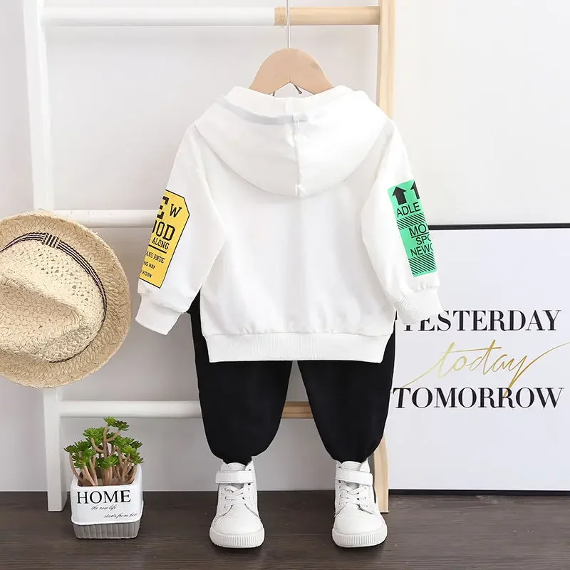 Fashion Spring Autumn Kids Cotton Clothes Kids Boy Letter Hoodies Pants 2Pcs/set Infant Outfit Children Toddler Casual Suit Set