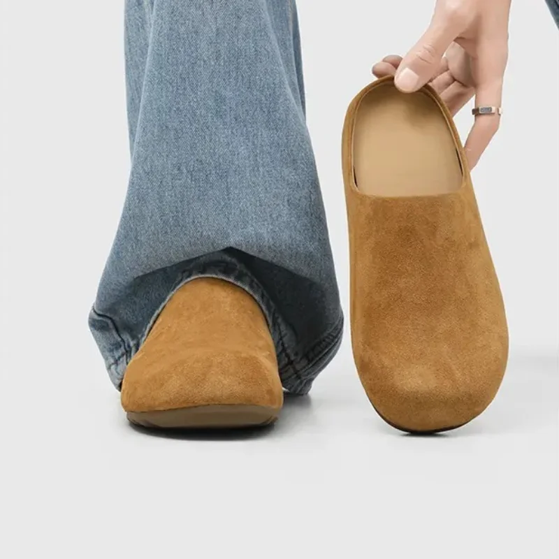 

Нескользящие кожаные сабо с пробковой стелькой, комфортные мюли с поддержкой свода стопы, шлепанцы без застежек, повседневные домашние тапочки