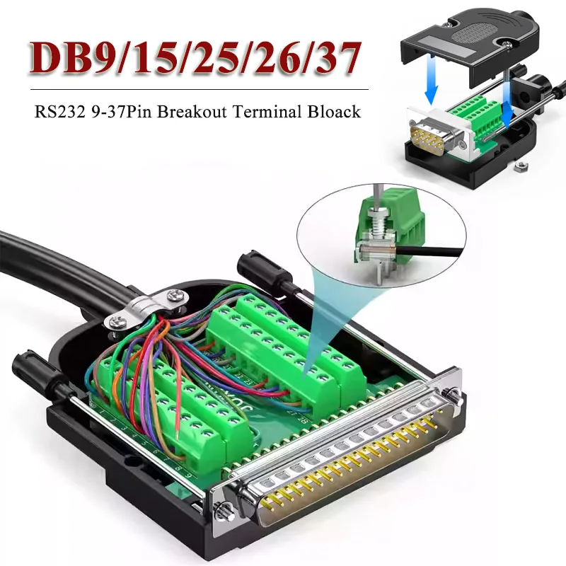 Conector Macho y Hembra DB9 DB15 DB25 DB26, Terminal de Conexión VGA sin Soldadura de 9 Pines, 15 Pines, 25 Pines, 26 Pines, 37 Pines, Enchufe D-SUB RS232