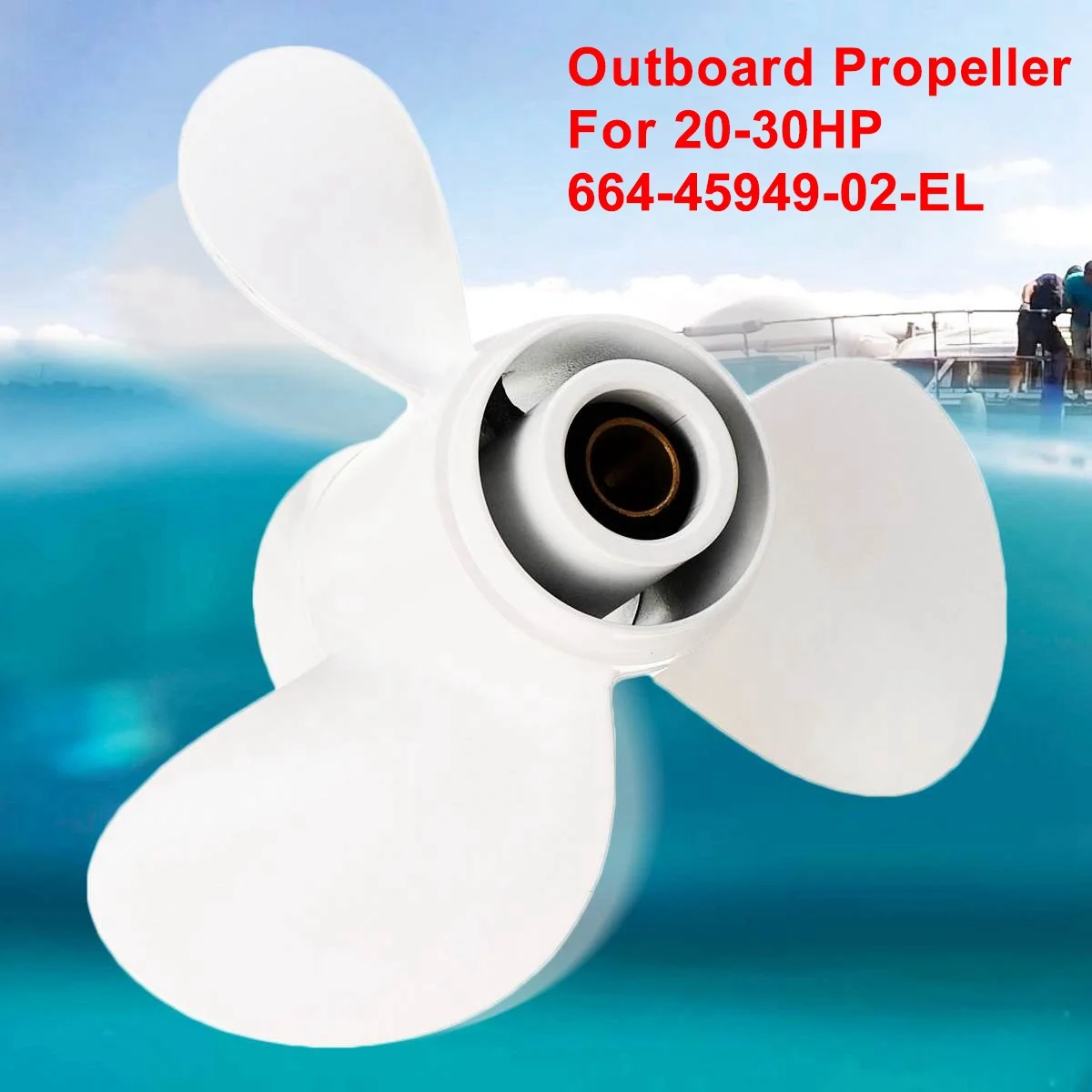 664-45949-02-El Marine Boat Outboard Propeller 9 7/8 X 13 For Yamaha 20-30Hp Right-Hand Rotation 3 Blades White