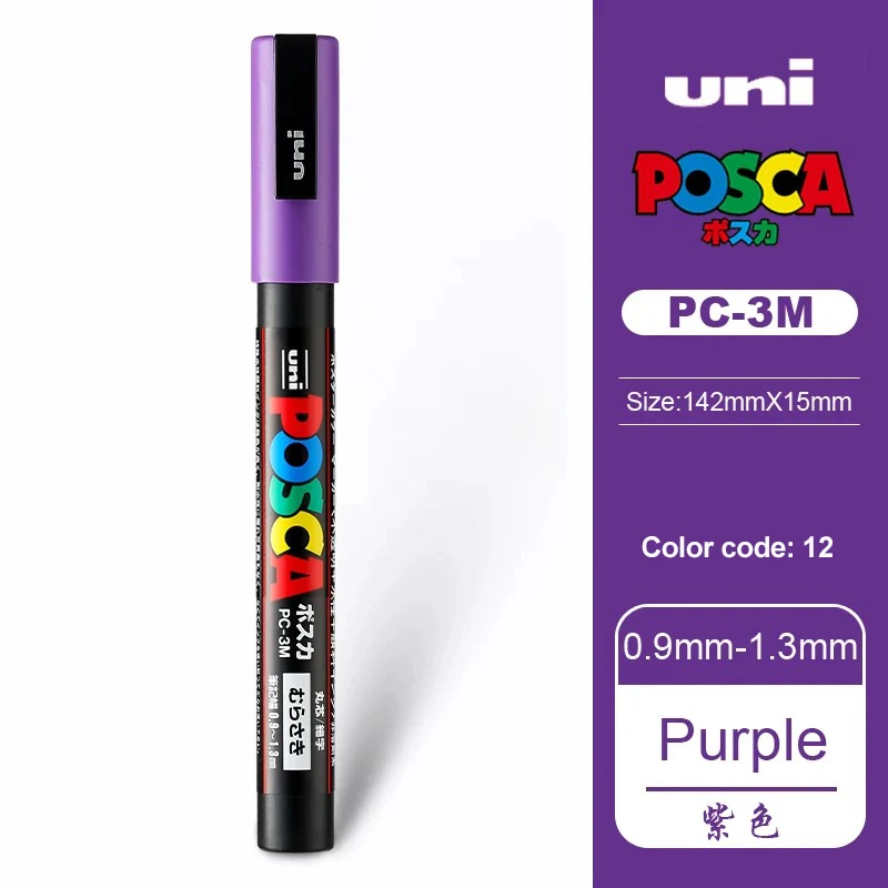 1 stücke Japan UNI POSCA Acryl Marker Stift PC-3M 0,9mm-1,3mm Stift auf wasserbasis POP Werbung Poster Graffiti 24 Farbe Kunst Malerei
