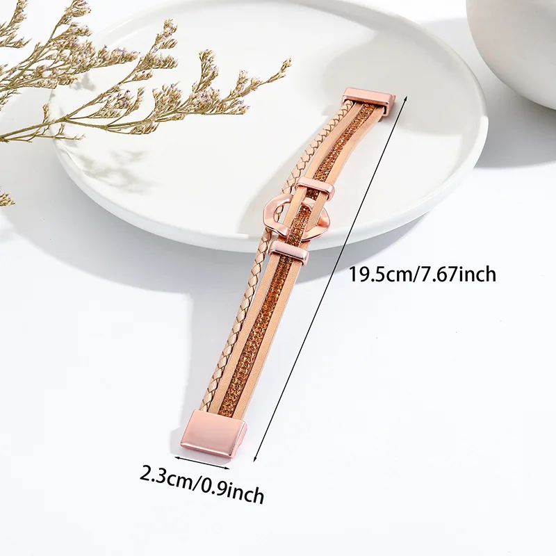 ALLYES Fashion Geometric Circle Bracelet for Women Elegant Multilayer Crystal Chain Braided Wrap Leather Bracelets Jewelry Gift