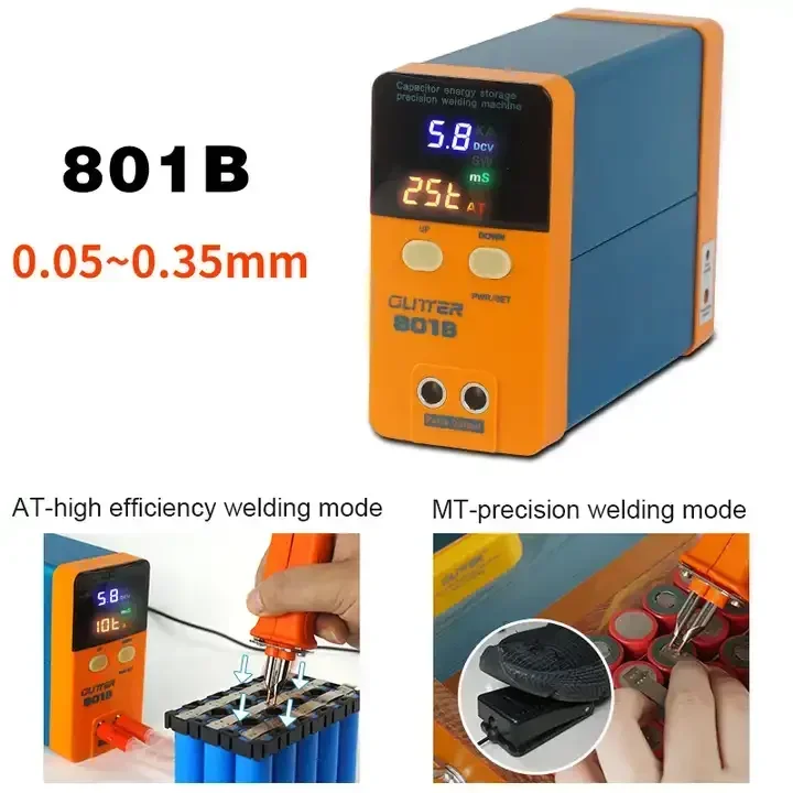 SUNKKO 801B 1.6KW LED Display Energy Storage Capacitor Battery Spot Welder Welding Machine For 18650 0.35mm Nickel Strip