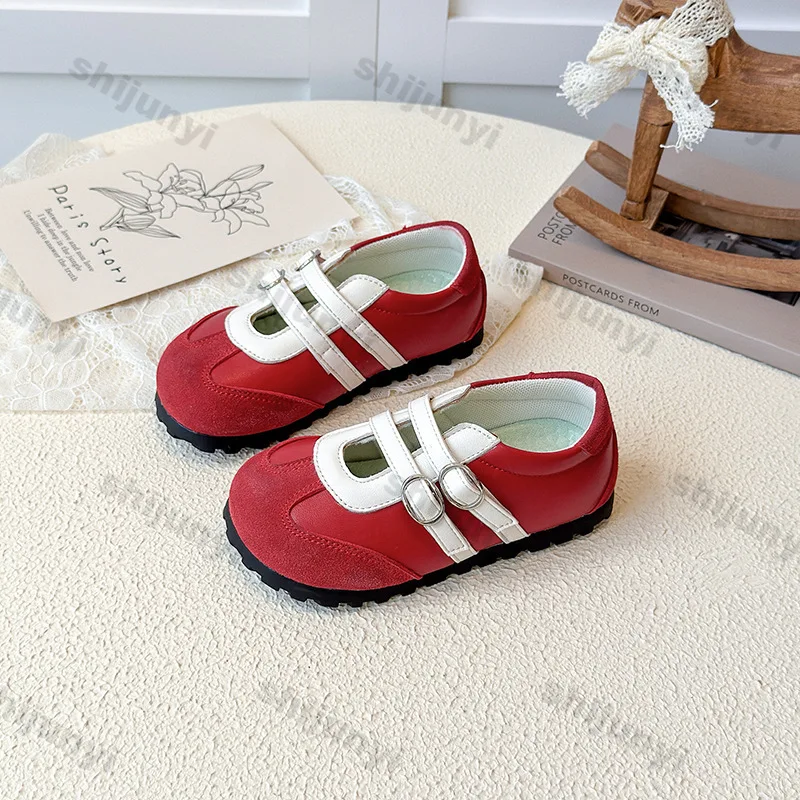 

Children's Sneakers Spring Autumn New Double Strap Buckle Girls Breathable Casual Flats Comfortable Non Slip Mary Jane Shoes