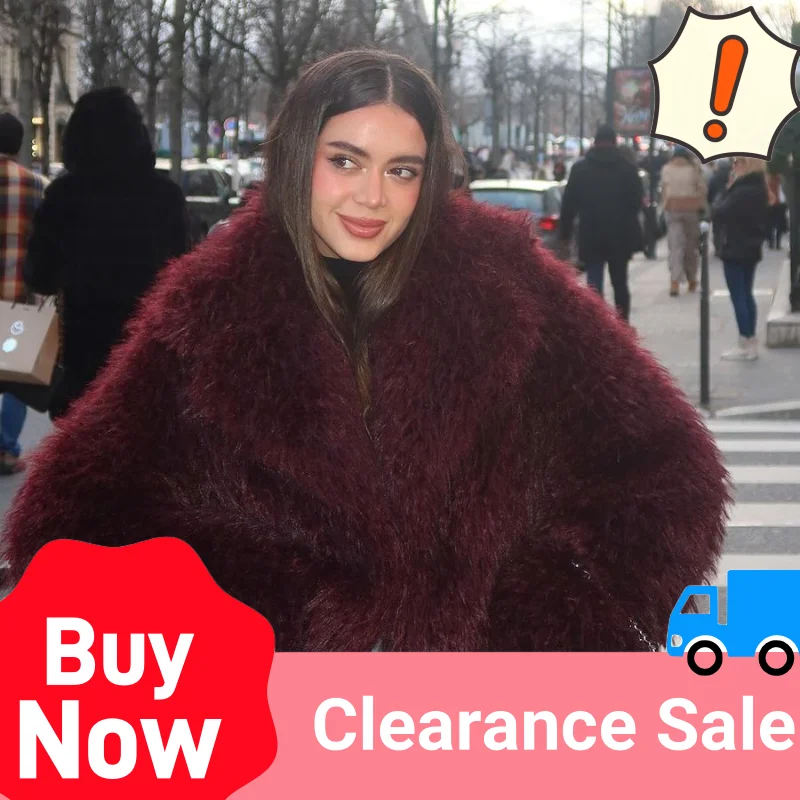 Fashion Faux Fur Jacket Coat Women Warm Fluffy Loose Long Sleeve Lapel Female Cardigan 2024 Winter Solid Lady Street Outwear