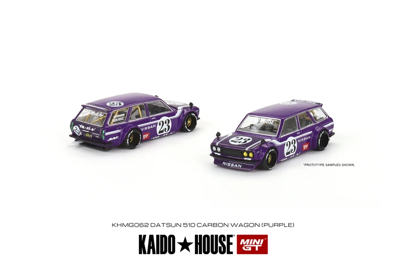 Kaido House + MINIGT 1:64 Honda NSX Nissan Skyline GT-R Datsun 510 Pro Street Full Carbon V1 Modelo de liga fundida