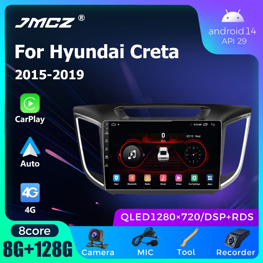 

Wireless CarPlay Android15 Auto Radio for Hyundai Creta ix25 2015-2019 4G Car Multimedia Navigation GPS 2din Head Unit Autoradio