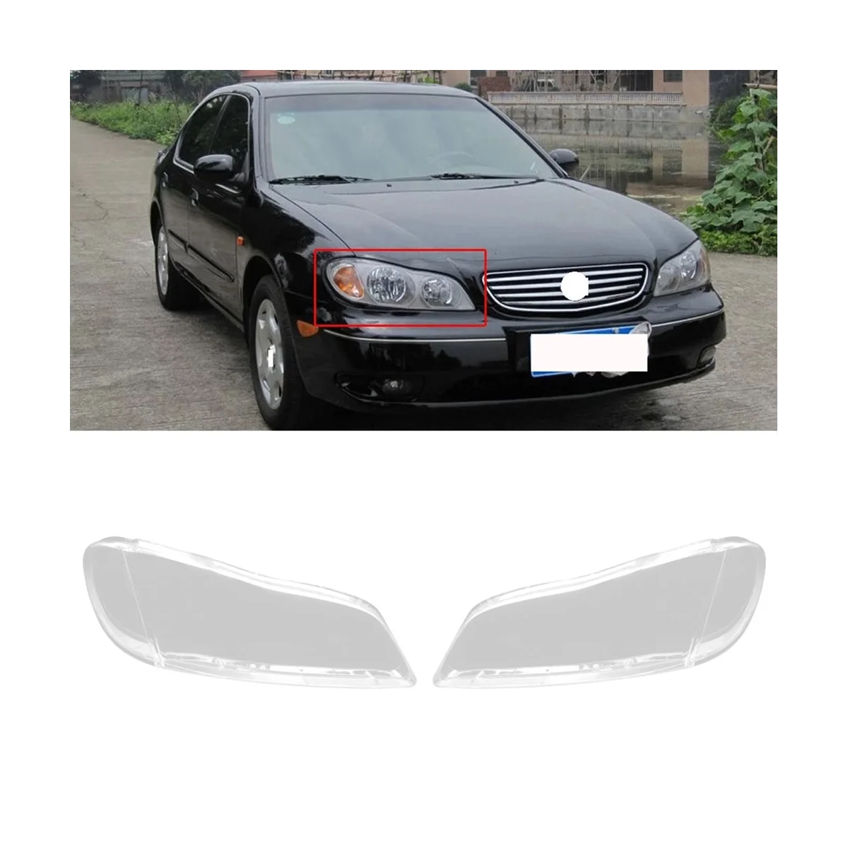 Car Left Headlight Shell Lamp Shade Transparent Lens Cover Headlight Cover for Nissan Cefiro A33 2000-2004