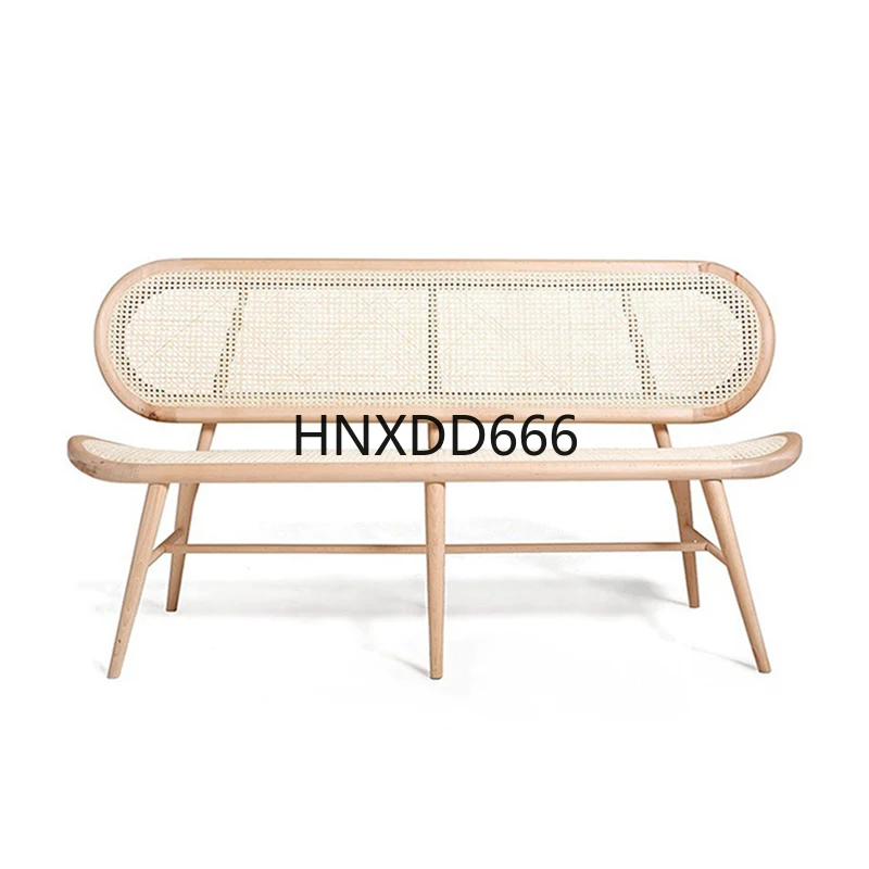 

Nordic retro solid wood rattan sofa