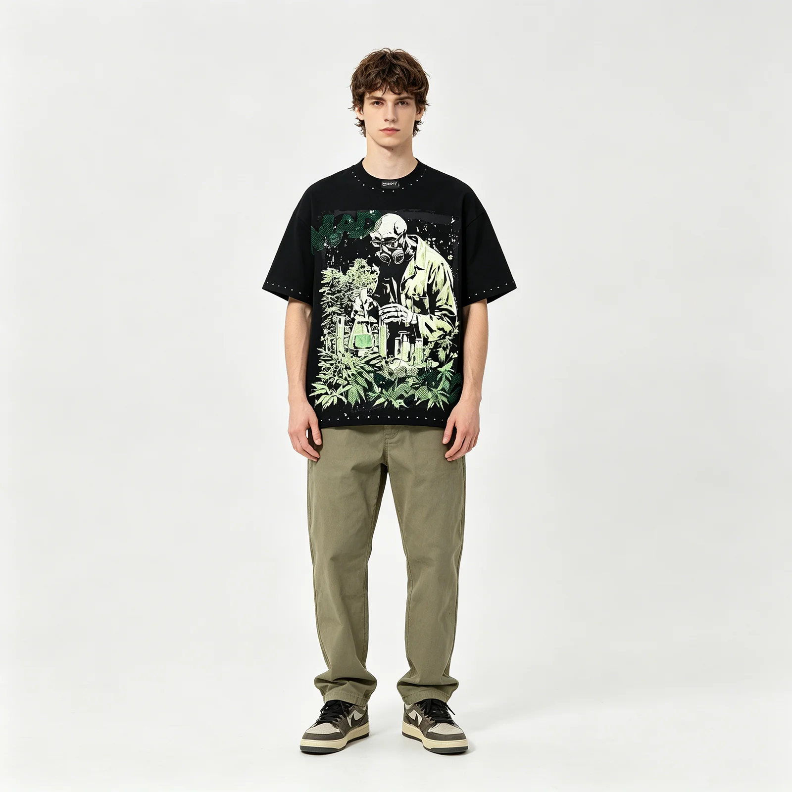 Black Western Cowboy Horse Graphic T-Shirt for Men Vintage Distressed Acid Wash Rhinestone Tshirts Baggy Summer Casual Tees Tops
