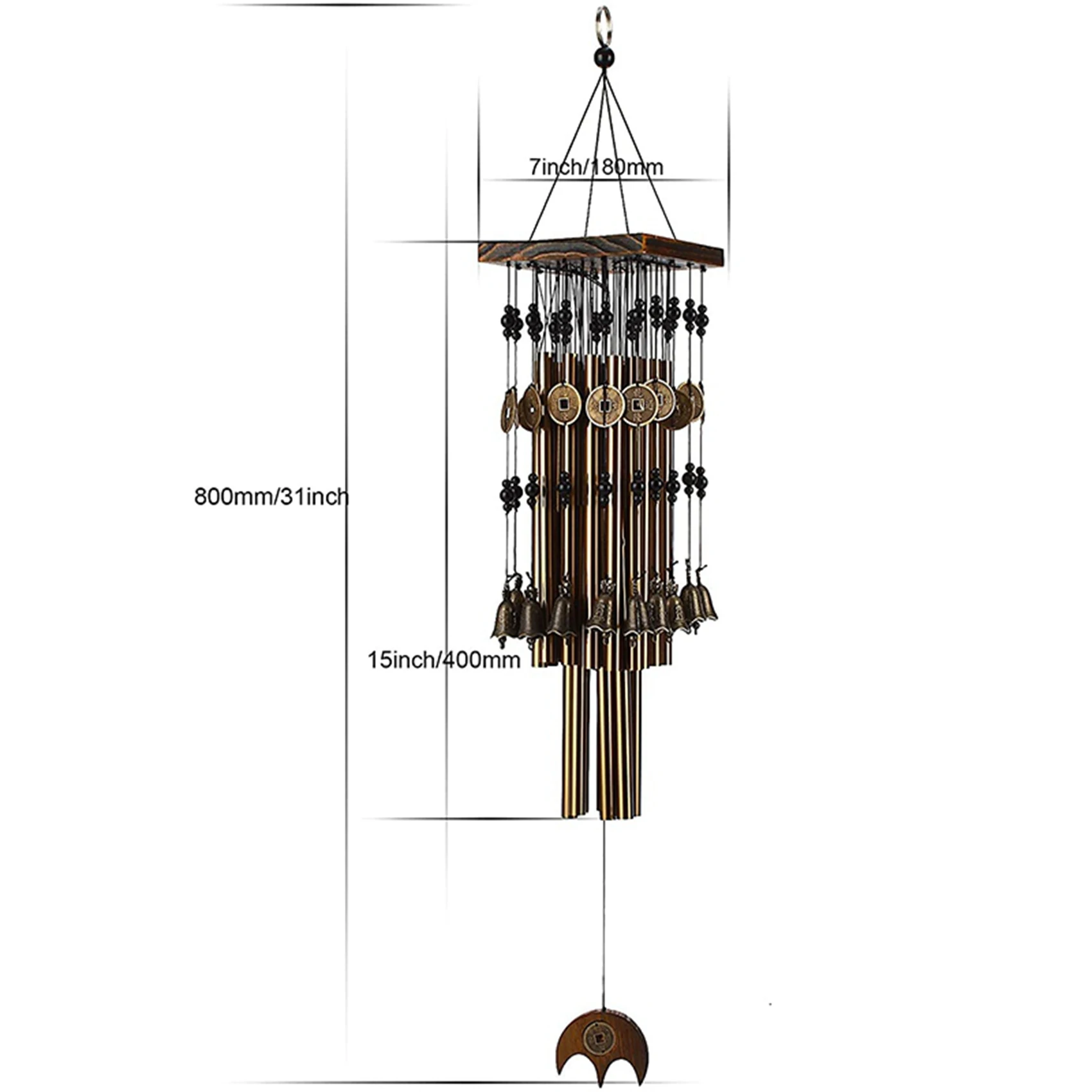 

A36T-2X Outdoor Indoor Metal Tube Wind Chime With Copper Bell Large Windchimes For Yard Patio Garden Terrace Decoration 80Cm